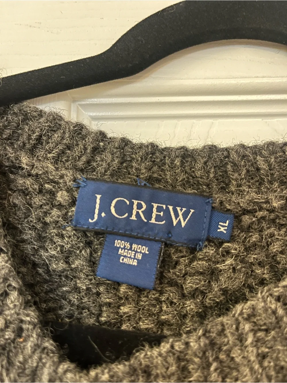 J. Crew Men’s Dark Charcoal Cable Crewneck Sweater